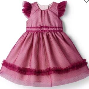 Janie and Jack purple dress 2t or 4 Ruffle Dot Tulle Dress Raspberry Radiance